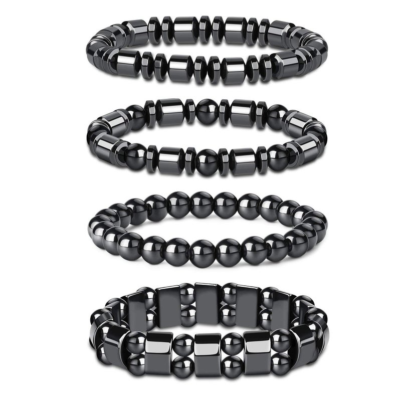 THUNARAZ 4Pcs Hematite Bracelet for Men Women Bangle Bracelet Magnetic Tiger Eye Bracelets - Image 1